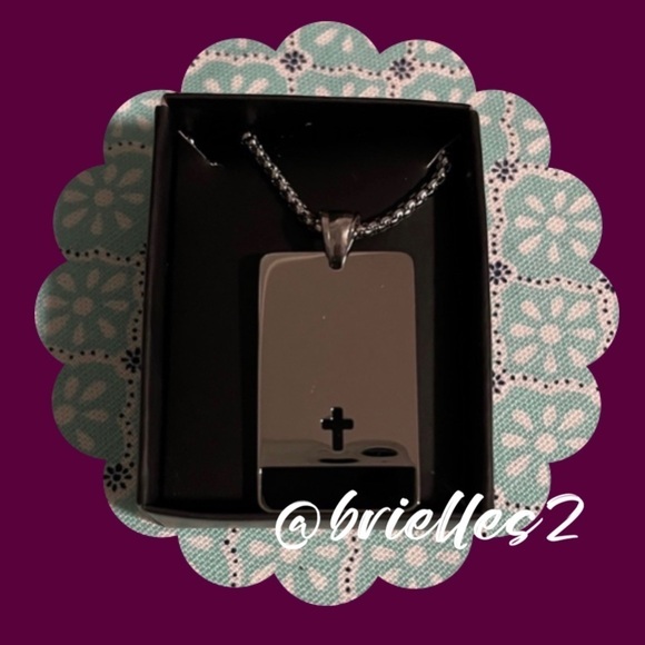NEW Avon Men's Stainless Steel Onyx Spiritual Necklace, Perfect for Engraving! - Picture 1 of 9